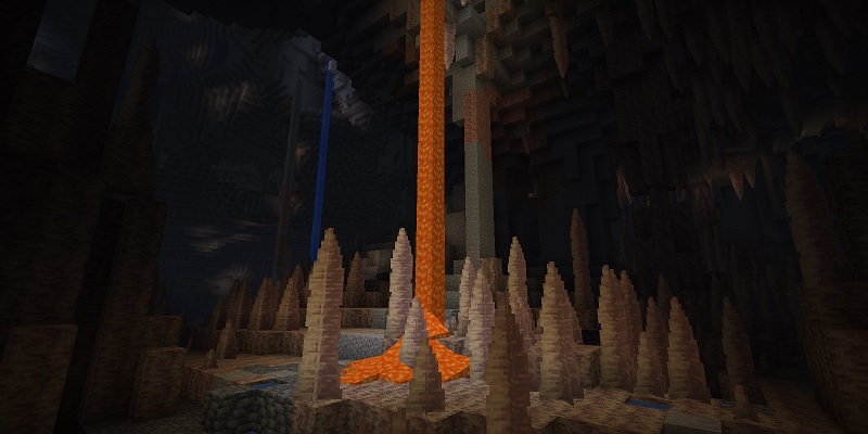 マイクラ　洞窟を流れる溶岩