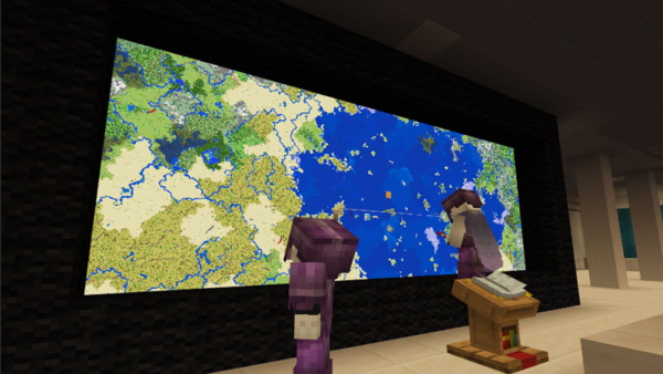 マイクラ　Realmsで遊んでいる様子（世界地図）