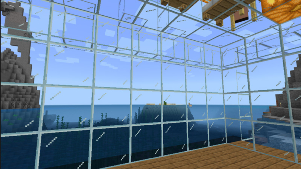 マイクラ　テクスチャパック「フェイスフル」を使用して表示したガラス部屋