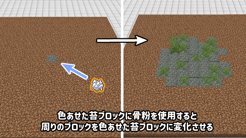 マイクラ　色あせた苔ブロックに骨粉を使用する