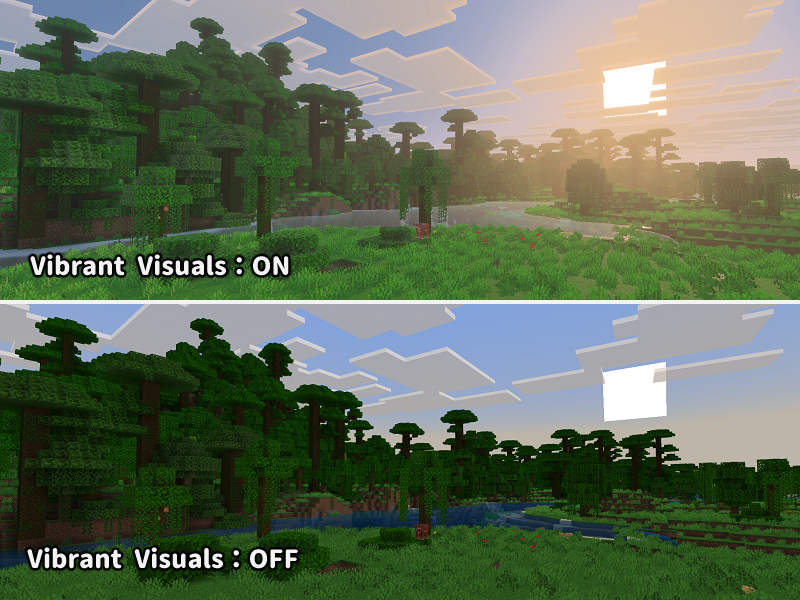 マイクラ　Vibrant Visualsの比較