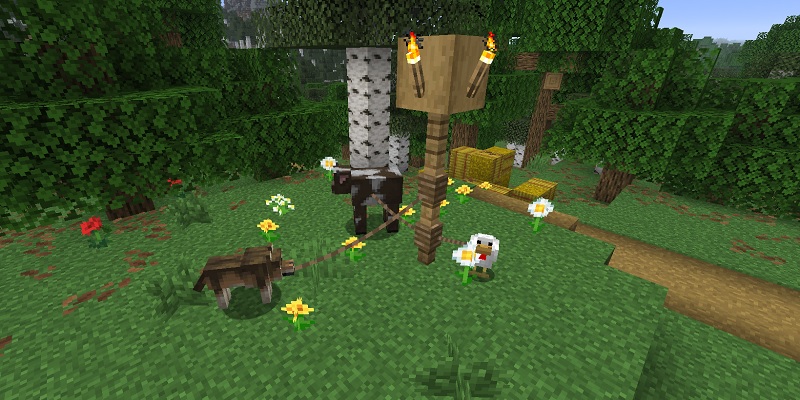 マイクラ　mobをフェンスにリードをつなげる