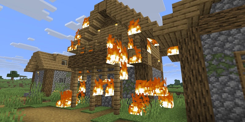 火事になった村人の家