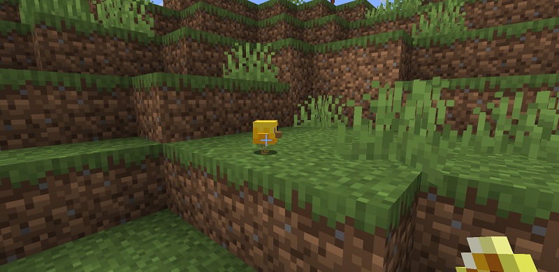 ヒヨコに金のタンポポを与える