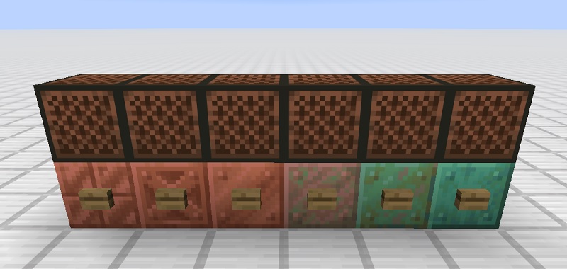 音符ブロックの下に銅ブロックを置く