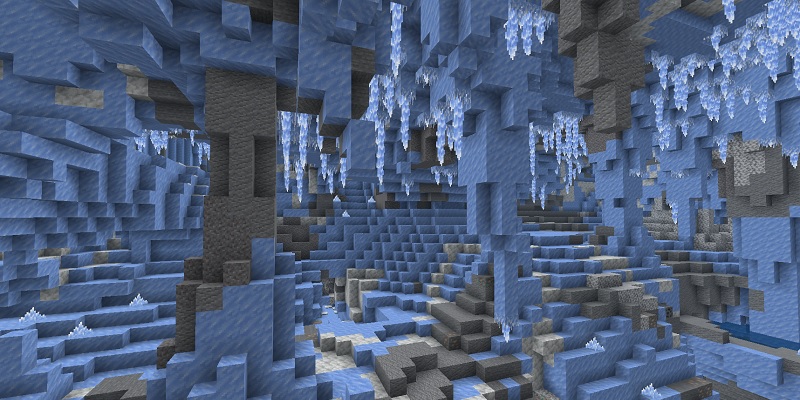 【マイクラ】氷の洞窟の見つかる場所や各種氷の特徴など
